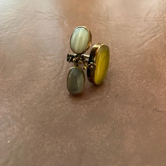 Silver elegant adjustable jewelry ring with several oval stones magnificent - Picture 13 of 13